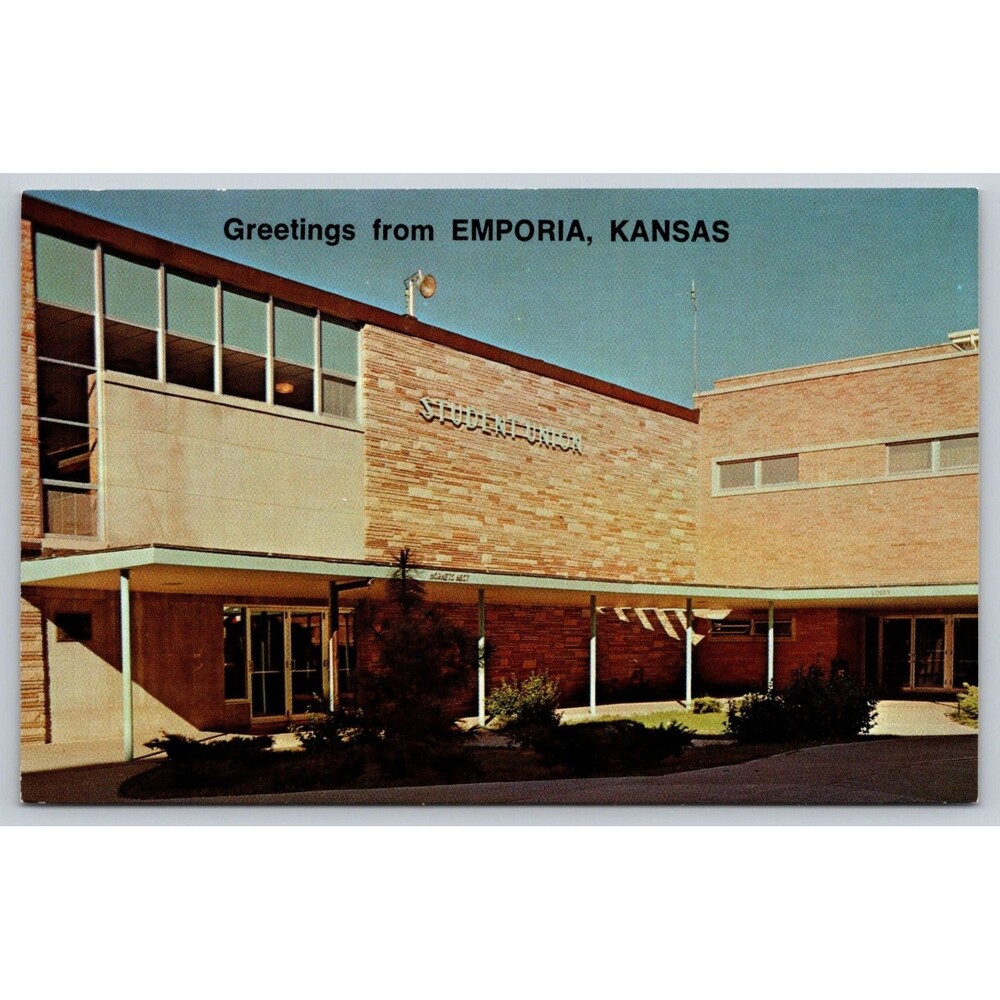 Postcard Kansas Emporia Greetings State Teachers College Student Union Unposted